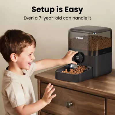 Oneisall 3 Liter Automatic Cat Feeder W/ Anti-Topple Design & Non-Slip Pads, Black - Image 4