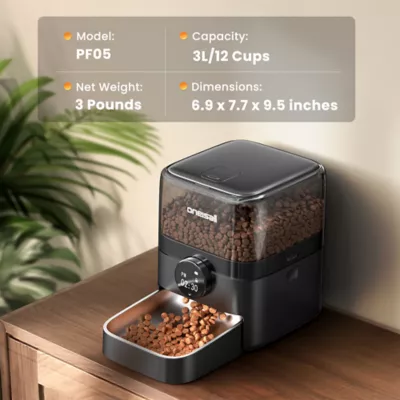 Oneisall 3 Liter Automatic Cat Feeder W/ Anti-Topple Design & Non-Slip Pads, Black - Image 9