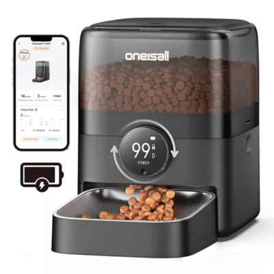 Oneisall 3 Liter Cordless Automatic Smart Cat Feeder W/ 100 Day Battery Life & App Control, Black - Image 1