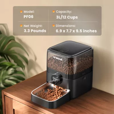 Oneisall 3 Liter Cordless Automatic Smart Cat Feeder W/ 100 Day Battery Life & App Control, Black - Image 2