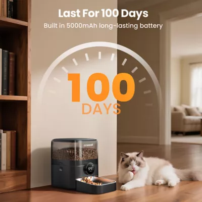 Oneisall 3 Liter Cordless Automatic Smart Cat Feeder W/ 100 Day Battery Life & App Control, Black - Image 4