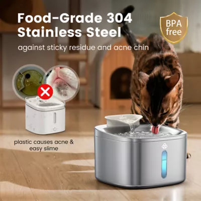 Oneisall 3.5L Corded Stainless Steel Pet Water Fountain W/ 60 Power Supply & 3-Layer Filtration - Image 3