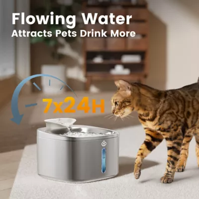 Oneisall 3.5L Corded Stainless Steel Pet Water Fountain W/ 60 Power Supply & 3-Layer Filtration - Image 4