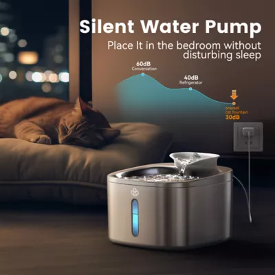 Oneisall 3.5L Corded Stainless Steel Pet Water Fountain W/ 60 Power Supply & 3-Layer Filtration - Image 7
