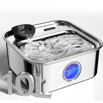Oneisall 10 Liter Stainless Steel Pet Water Fountain W/ Washable & Reusable Sponge FIlter - Image 1
