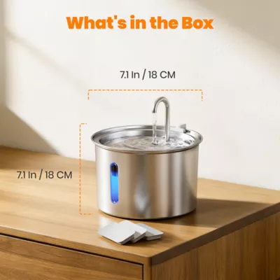 Oneisall 2 Liter Stainless Steel Cat Water Fountain W/ 3-Layer Filtration & Faucet Design - Image 2