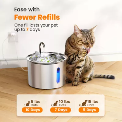 Oneisall 2 Liter Stainless Steel Cat Water Fountain W/ 3-Layer Filtration & Faucet Design - Image 3