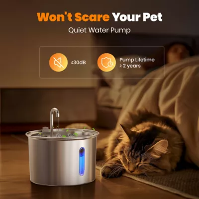 Oneisall 2 Liter Stainless Steel Cat Water Fountain W/ 3-Layer Filtration & Faucet Design - Image 7