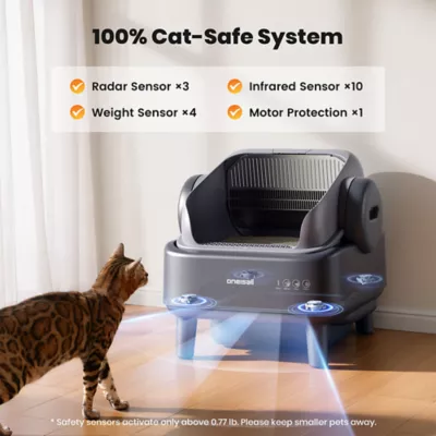 Oneisall Open-Top Self-Cleaning Litter Box W/ Silicone Tracking Mat & 2 Rolls of Waste Bags, Gray - Image 3