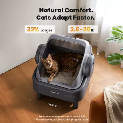 Oneisall Open-Top Self-Cleaning Litter Box W/ Silicone Tracking Mat & 2 Rolls of Waste Bags, Gray - Image 4