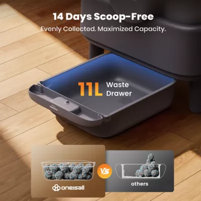 Oneisall Open-Top Self-Cleaning Litter Box W/ Silicone Tracking Mat & 2 Rolls of Waste Bags, Gray - Image 7