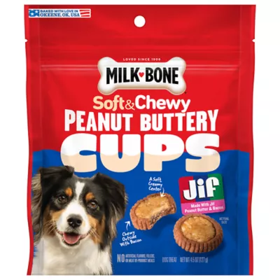 Milk-Bone Peanut Buttery Cups, Filled Soft Dog Treats With Jif Peanut Butter & Real Bacon - Image 1