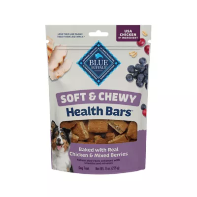 Blue Buffalo Soft & Chewy Health Bars, Adult Dog Treats Baked with Real Chicken & Mixed Berries - Image 1