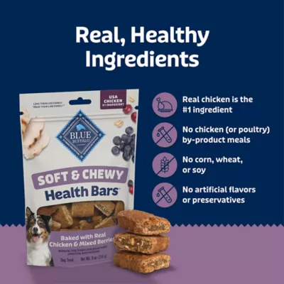 Blue Buffalo Soft & Chewy Health Bars, Adult Dog Treats Baked with Real Chicken & Mixed Berries - Image 7