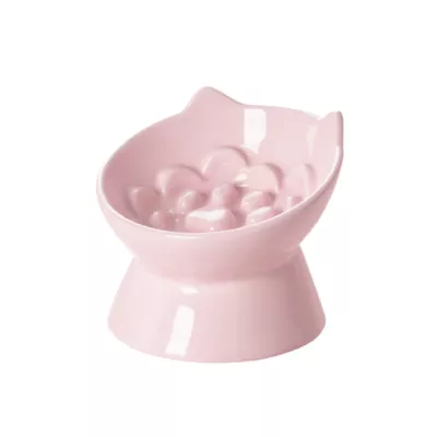 PawsPik Lynx Ceramic Raised Slow Feeder Cat Bowl - Image 1