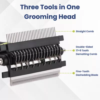 PawsPik 3-In-1 Groom Rake, Deshedder, & Comb Combo Dog Brush - Image 2
