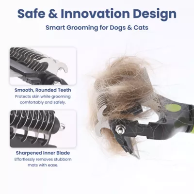 PawsPik 3-In-1 Groom Rake, Deshedder, & Comb Combo Dog Brush - Image 3