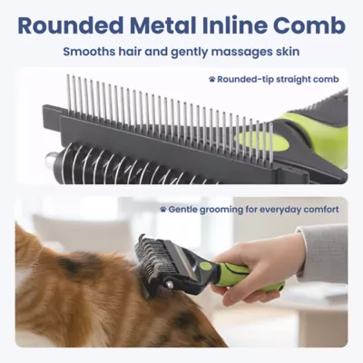 PawsPik 3-In-1 Groom Rake, Deshedder, & Comb Combo Dog Brush - Image 4
