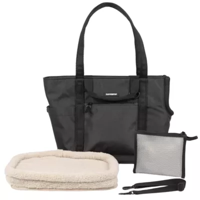 Cleverpup Lightweight Transit Tote Dog Carrier W/ Food-Safe Pouch & Poop Bag Dispenser, 4 Pc Set - Image 1