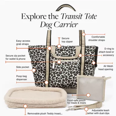 Cleverpup Lightweight Transit Tote Dog Carrier W/ Food-Safe Pouch & Poop Bag Dispenser, 4 Pc Set - Image 5