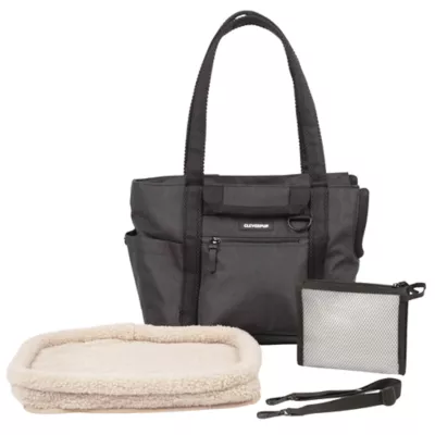 Cleverpup Lightweight Transit Tote Dog Carrier W/ Food-Safe Pouch & Poop Bag Dispenser, Graphite - Image 1