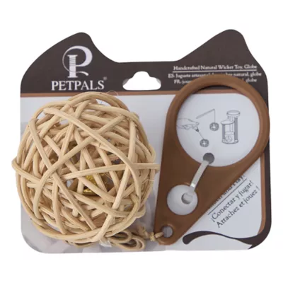 PetPals Rattan Globe Cat Toy with Hook - Image 1