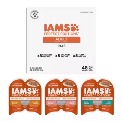 IAMS Perfect Portions Healthy Adult, Grain Free Wet Cat Food - Pate, Variety Pack, 24 Count, 2.6 OZ - Image 1