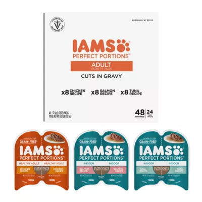 IAMS Perfect Portions Grain Free Wet Cat Food - Cuts in Gravy, Variety Pack, 24 Count, 2.6 OZ - Image 1