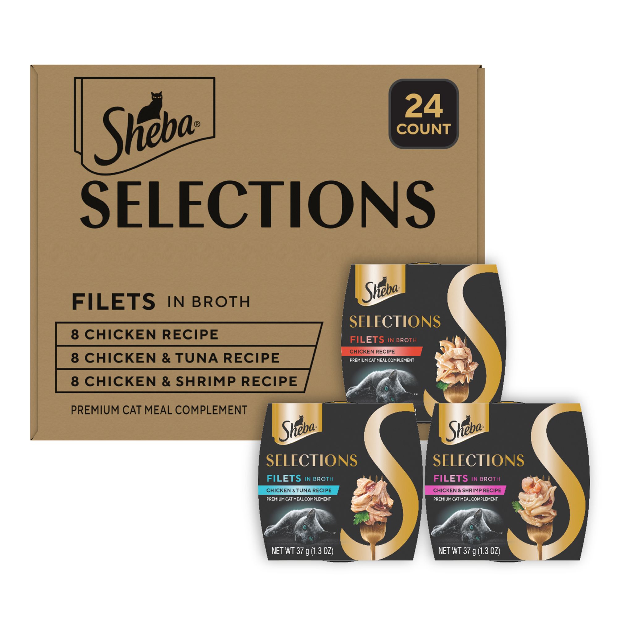 Sheba Selections Wet Cat Food Topper - Filets in Broth, Variety