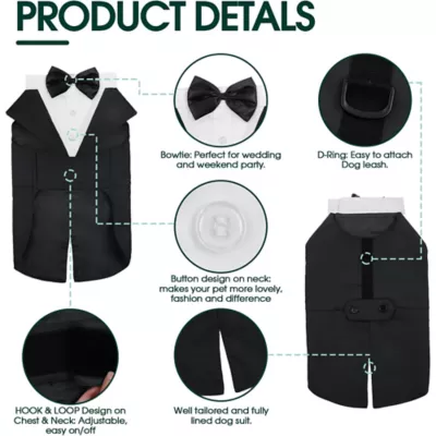 Kuoser Dog Tuxedo Suit & Bandana Set, Formal Dog Clothing for Weddings, Parties & Special Events - Image 4