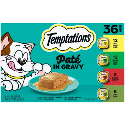 Temptations Wet Cat Food - Pate in Gravy, Variety Pack, 36 Count, 3.5 OZ - Image 1