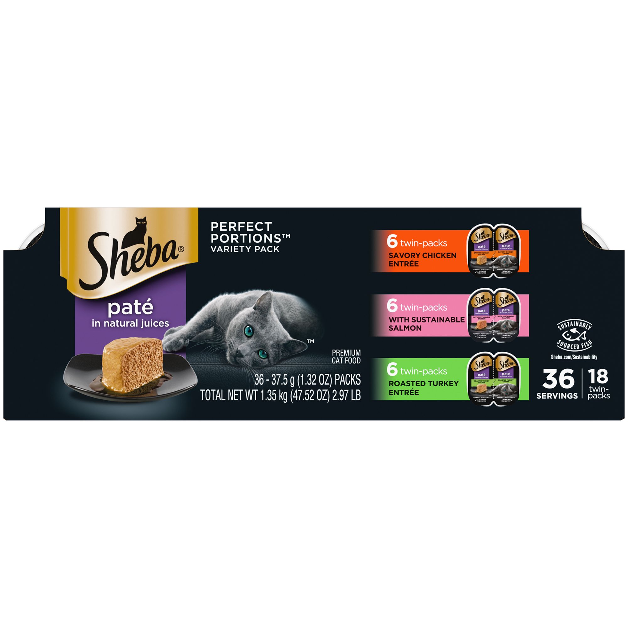 Sheba Perfect Portions Wet Cat Food - Pate, Variety Pack, 18 Count, 1.32 OZ by Sheba