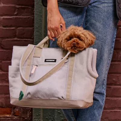 Cleverpup Lightweight Transit Tote Dog Carrier W/ Food-Safe Pouch & Poop Bag Dispenser, Sand - Image 4
