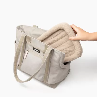 Cleverpup Lightweight Transit Tote Dog Carrier W/ Food-Safe Pouch & Poop Bag Dispenser, Sand - Image 8