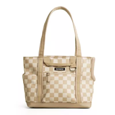 Cleverpup Lightweight Transit Tote Dog Carrier W/ Food-Safe Pouch & Poop Bag Dispenser, Checkered - Image 6