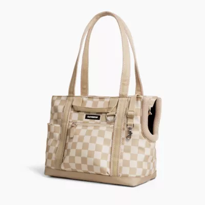 Cleverpup Lightweight Transit Tote Dog Carrier W/ Food-Safe Pouch & Poop Bag Dispenser, Checkered - Image 7