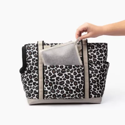 Cleverpup Lightweight Transit Tote Dog Carrier W/ Food-Safe Pouch & Poop Bag Dispenser, Leopard - Image 9