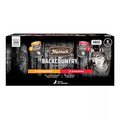 Merrick Backcountry Wet Dog Food Variety Pack - Real Chicken Dinner & Real Beef Dinner, Pate - Image 1