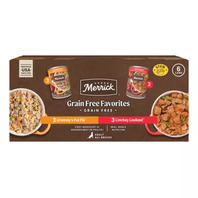 Merrick Grain Free Favorites Wet Dog Food Variety Pack - Grammy's Pot Pie & Cowboy Cookout, Stew - Image 1