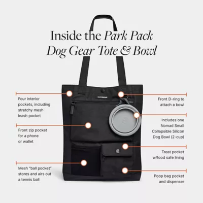 Cleverpup Park Pack 2-Piece Dog Gear Tote With Travel Bowl, Poop Bag Dispenser & Treat Pocket - Image 3