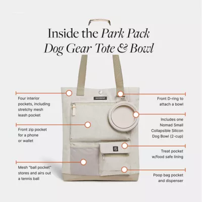 Cleverpup Park Pack 2-Piece Dog Gear Tote With Travel Bowl, Poop Bag Dispenser & Treat Pocket - Image 3
