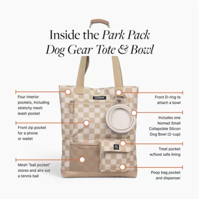 Cleverpup Park Pack 2-Piece Dog Gear Tote With Travel Bowl, Poop Bag Dispenser & Treat Pocket - Image 3