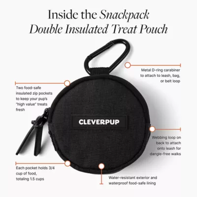 Cleverpup Snackpack Double Insulated Dog Treat Pouch W/ Water-Resistant Exterior & Lining - Image 3