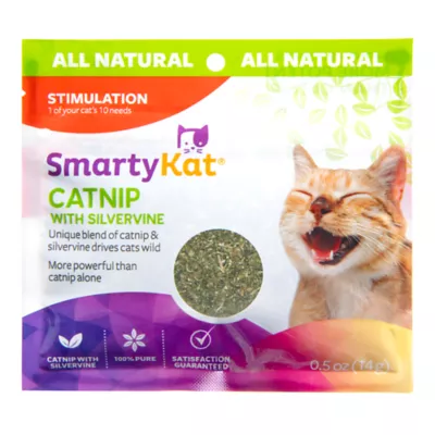 SmartyKat Catnip with Silvervine, Pure & Potent Blend for Cats, Resealable Pouch, 0.5 oz - Image 1