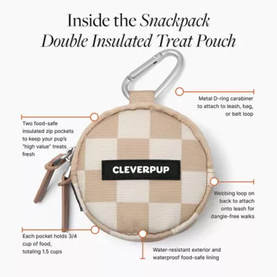 Cleverpup Snackpack Double Insulated Dog Treat Pouch W/ Water-Resistant Exterior & Lining - Image 3