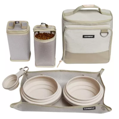 Cleverpup Bistro Box, 7-Piece Dog Food Travel Kit W/ Collapsible Bowls, Insulated Travel Bag & More - Image 1