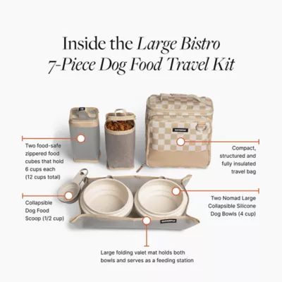 Cleverpup Bistro Box, 7-Piece Dog Food Travel Kit W/ Collapsible Bowls, Insulated Travel Bag & More - Image 3