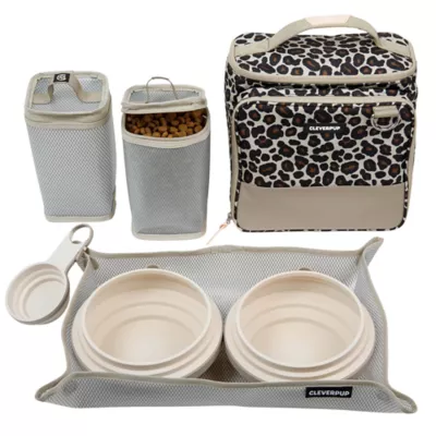 Cleverpup Bistro Box, 7-Piece Dog Food Travel Kit W/ Collapsible Bowls, Insulated Travel Bag & More - Image 1