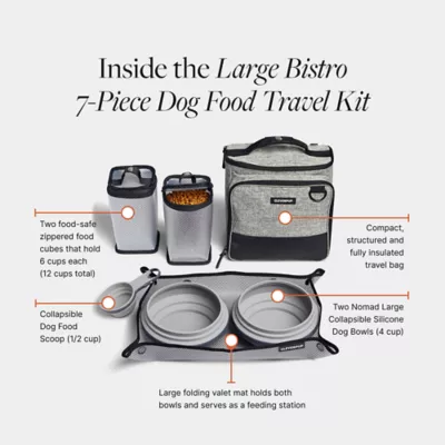 Cleverpup Bistro Box, 7-Piece Dog Food Travel Kit W/ Collapsible Bowls, Insulated Travel Bag & More - Image 3