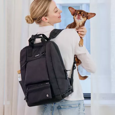 Cleverpup Porter 2-in-1 Dog Gear Backpack W/ Leash Clip For Hands-Free Walking &  Food-Safe Pouches - Image 2